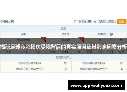 揭秘足球竞彩场次受限背后的真实原因及其影响因素分析